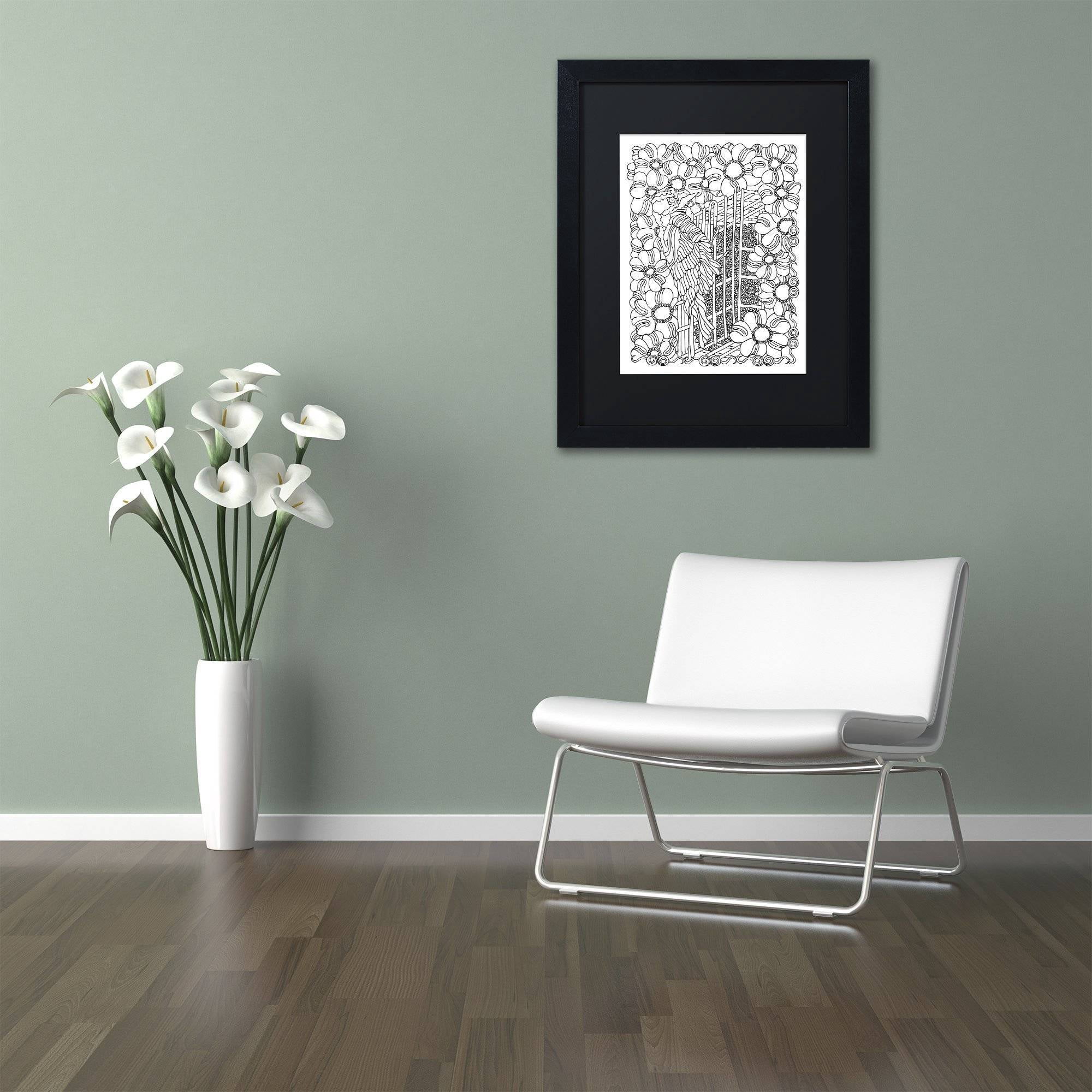 Trademark Fine Art "Woodpecker" Canvas Art by Kathy G. Ahrens, Black Matte, Black Frame