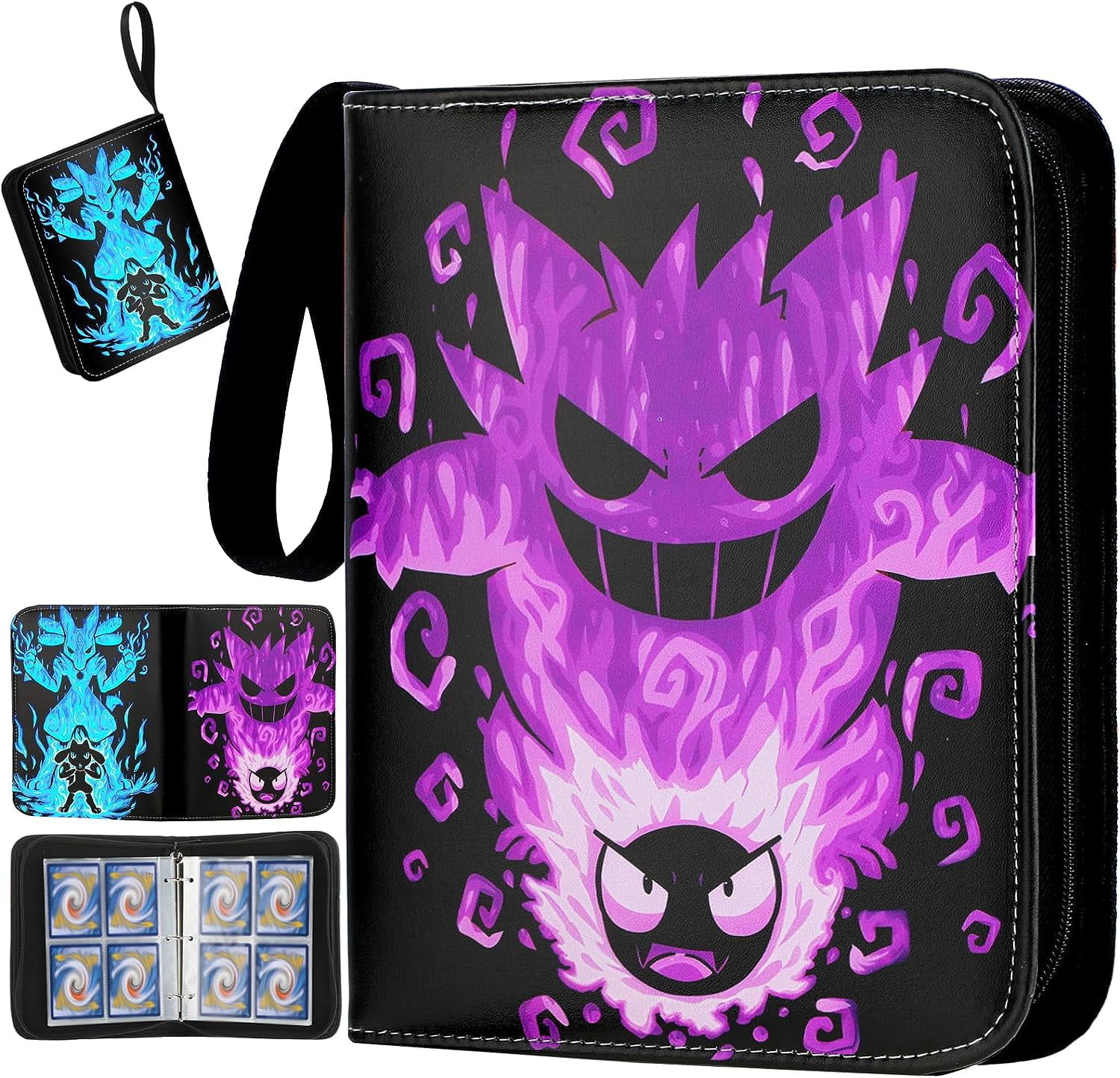 Trading Card Binder 4 Pocket with Removable 50 Sleeves Fits 400 Cards