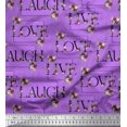 thumbnail image 1 of Soimoi Purple Heavy Satin Fabric Floral Love Text Print Fabric by Yard 56 Inch Wide, 1 of 3