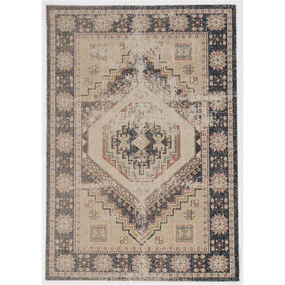 Linon Great Zero Stiles Machine Made Polyester 2'x3' Rug in Ivory