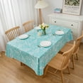 thumbnail image 3 of Vinyl Tablecloth with Flannel Backed Waterproof Oil-Proof PVC Table Cloth Wipeable Spill-Proof Plastic Table Cover for Indoor and Outdoor(Blue Leaves, 60 x 102 Inch Rectangle), 3 of 6
