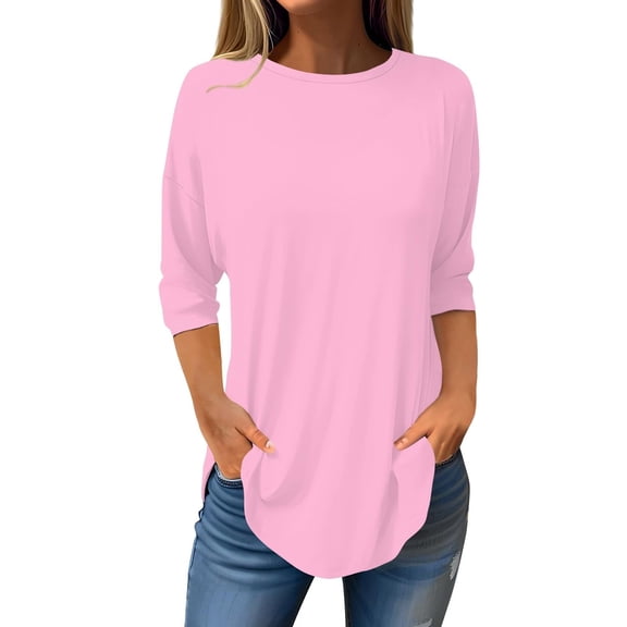 Women's 3/4 Sleeve Shirts Dressy Casual Blouses Trendy Work Office Outfits Spring Tops