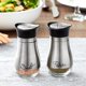 thumbnail image 2 of Juego de salero y pimentero de acero inoxidable con tapas perforadas ""S"" y "P" con fondo de vidrio - Decoración moderna para mostrador de cocina (4 oz), 2 of 5