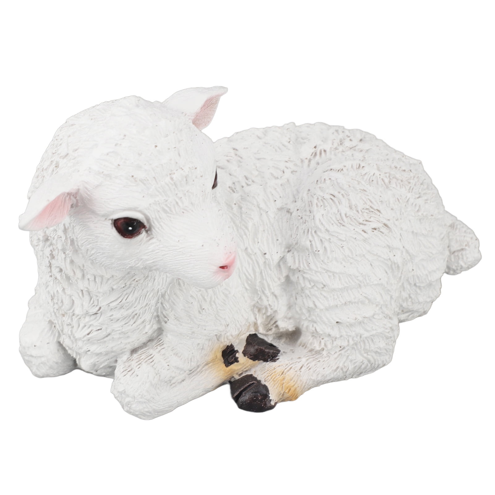 Sheep Statue Hand Made Lifelike Lamb Shape Figurine Resin Garden Sculpture for Indoor Outdoor Decoration Lying