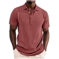 thumbnail image 4 of Ceisia Men's Regular Straight Short Sleeve Polo Shirt Ribbed Texture Cotton Blend Spring Summer Shirt Gift, 4 of 7