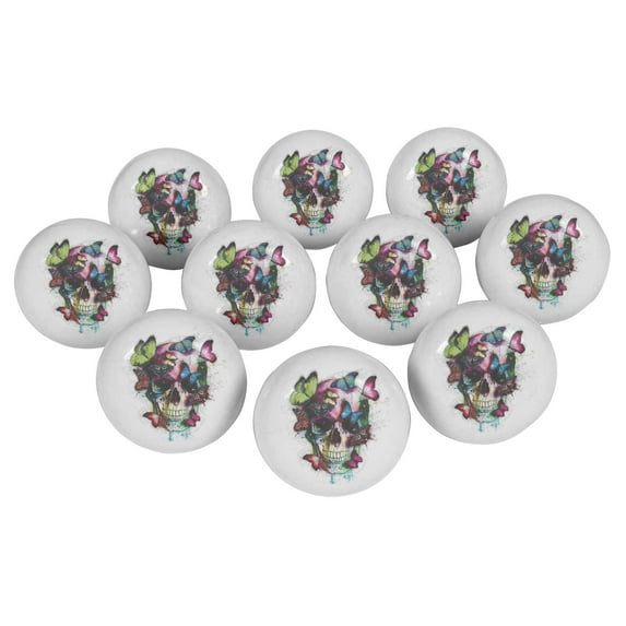 IBA Indianbeautifulart Multicolor Skull With Skull 2.5 Inches Round Ceramic Door Knobs For Dresser Printed Cabinet Drawers Pull