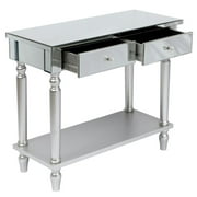Mirrored Console Table Dressing Table Sofa Table with 2 Drawers and Shelf for Home Use Silver