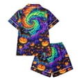 thumbnail image 6 of Xdegoge Women'S Halloween Pajama Set Magic Pumpkin Bat Print Short Sleeve Button Down Sleepwear Casual Comfy Loungewear Two Piece Pjs Matching Set, 6 of 8