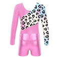 thumbnail image 4 of Aislor Girls Kids 2 Piece Ballet Dancewear Shiny Metallic Long Sleeve Leotard and Shorts Set for Gymnastic Pink 8, 4 of 7