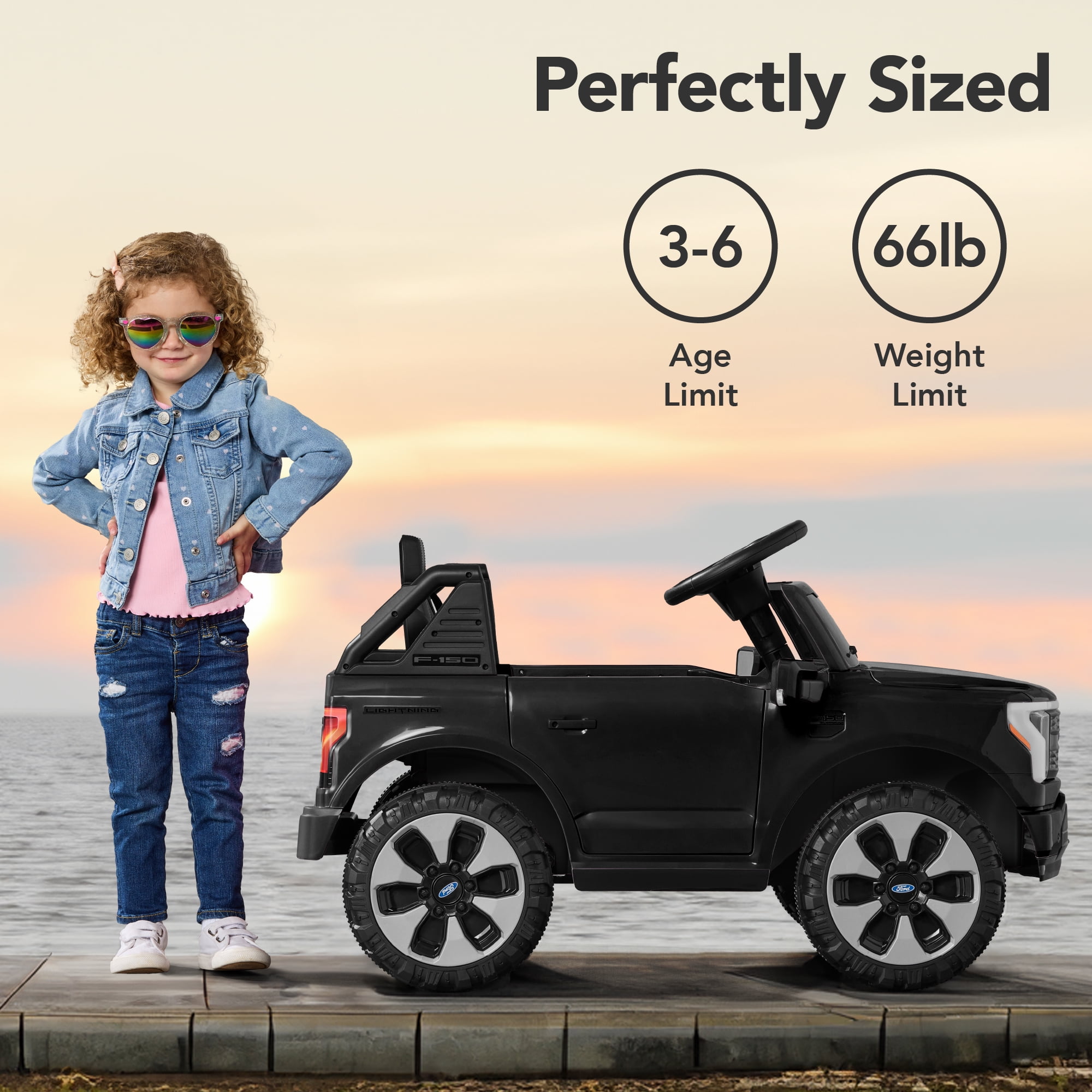 Best Choice Products Kids 12V Ride On Car Officially Licensed Ford Lightning Truck w/ Remote, LED Lights - Black