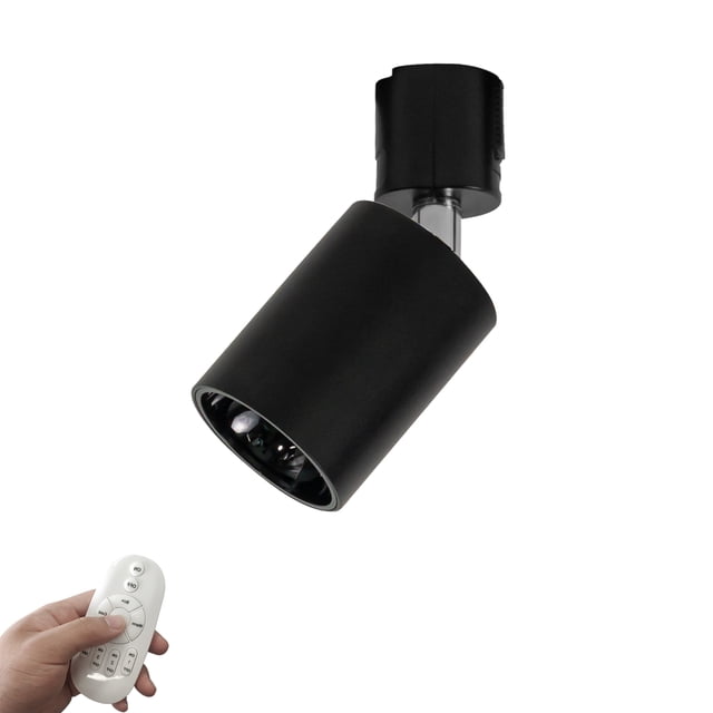 FSLiving J-Type Tracking Light with Remote Controller,4 Color Temperatures Adjustable Angle Swiveling 7W LED Spot Light Vintage Track Lighting Black Inside for Home Office - 1 Pack (No Track)