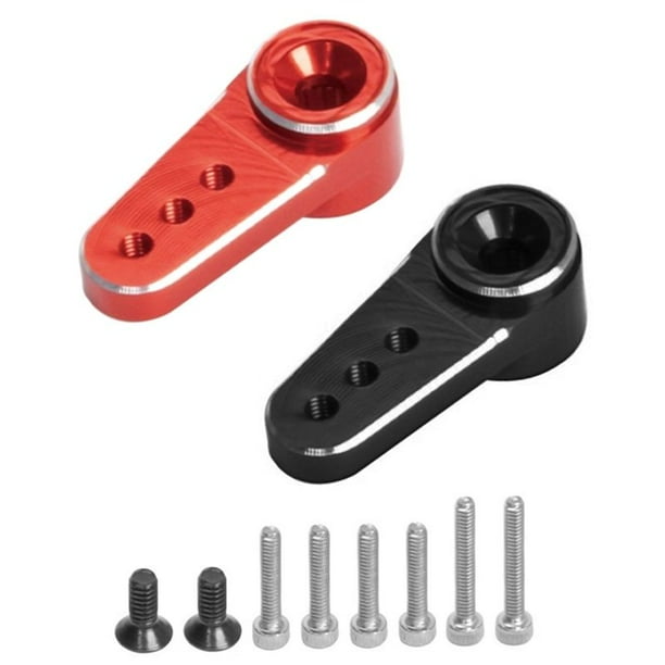 2 Piezas de Metal 15T Servo Brazo Servo Horn Fit ES08MA II Servo para Axial SCX24 1/24 RC Crawler Car Parts, Rojo + Negro