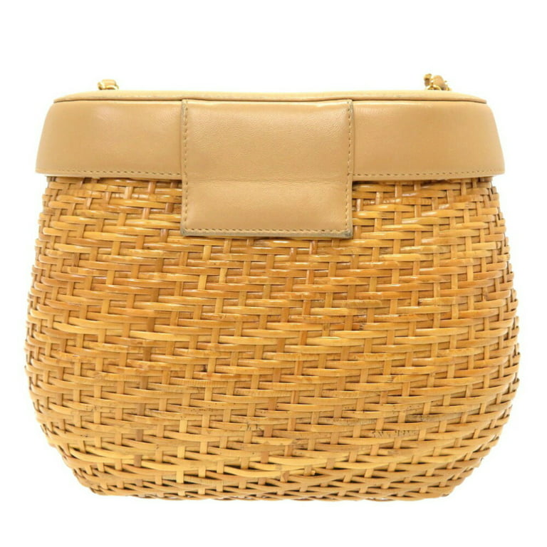 Pre-Owned Chanel basket bag straw leather beige 5th series Coco