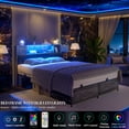 thumbnail image 4 of Aheaplus Queen Size Bed Frame with Power Outlet & LED Light, Platform Bed with Upholstered Headboard and Storage, Sturdy Metal Slats Support, No Box Spring Needed, Noise-Free,Black Oak, 4 of 7