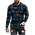 thumbnail image 1 of Pompotops T-Shirt Décontracté à Col Rond Manches Longues pour Hommes Imprimé 3D Saint-Valentin en Solde, 1 of 5