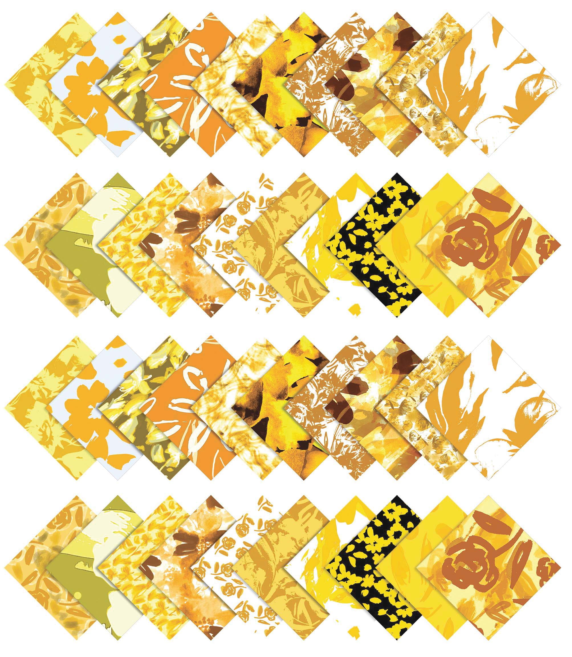 Soimoi Precut 10-inch Florals Prints Cotton Fabric Bundle Quilting Squares Charm Pack DIY Patchwork Sewing Craft- Yellow