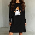 thumbnail image 4 of Edvintorg Night Gowns for Adult Women Crew Neck Loose Lounge Dress Halloween Printed Long Sleeve Casual Sleepshirts Plus Size Womens Clothing Black XL, 4 of 6