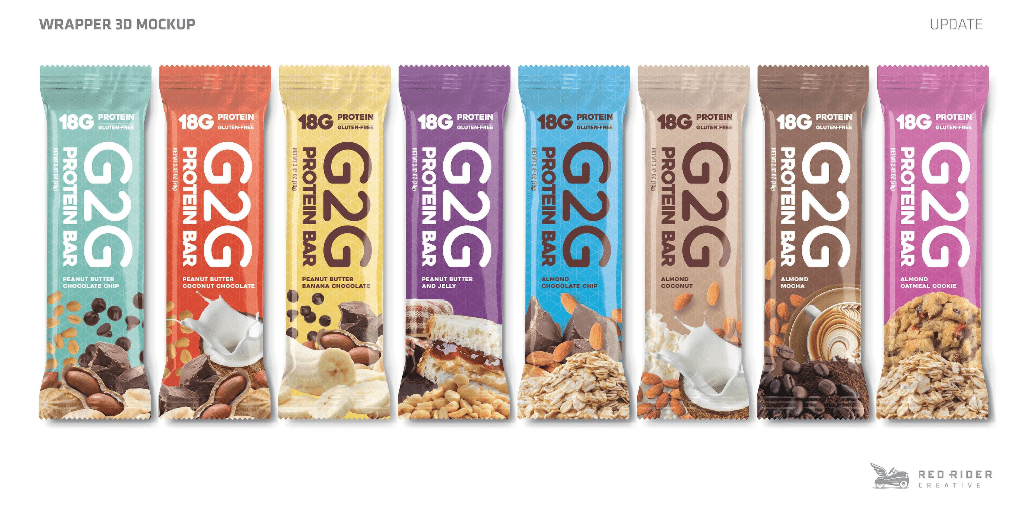 G2G Protein Bar, Peanut Butter Chocolate Chip, Gluten-Free, Clean Ingredients, Refrigerated for Freshness, 24 Bars (3 Pack of 8)