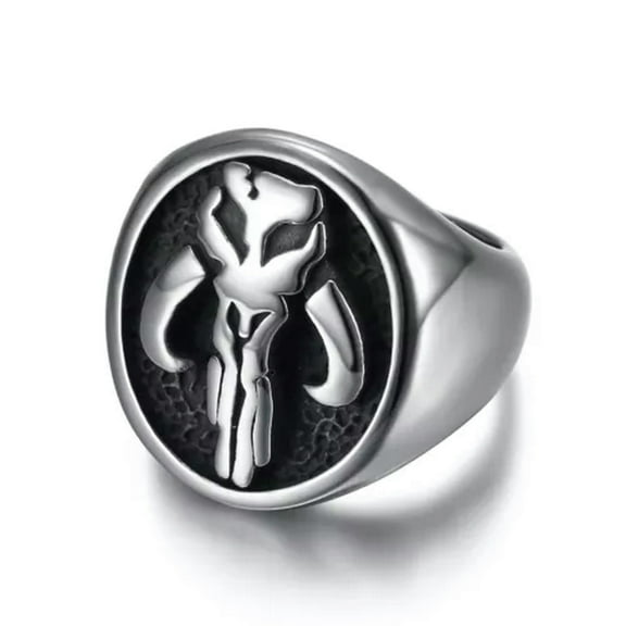 K-KED Mens Punk Stainless Steel Gothic Beautifully Polished Alien Skull Punisher Ring-10-Silver