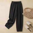 thumbnail image 5 of Miluxas Womens Linen Barrel Pants Wide Leg Baggy Comfy Elastic Waist Lounge Palazzo Summer Lightweight Casual Trousers Black M(M), 5 of 9