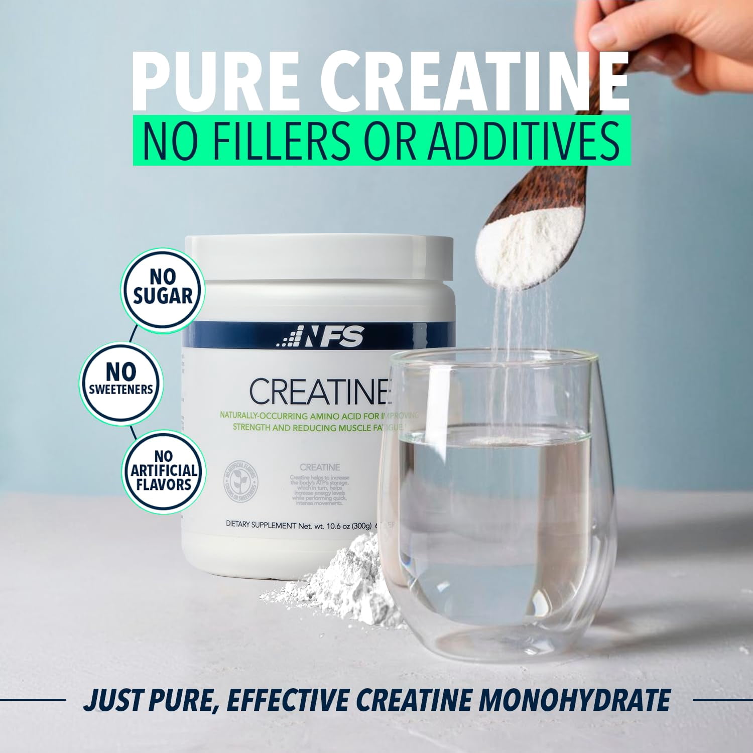 NF Sports Creatine Monohydrate Powder – Unflavored Muscle Recovery & Strength Support – 5g Pure Creatine per Serving – 100 Servings (500g)