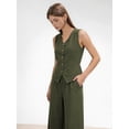 thumbnail image 2 of Firvespy Women's 2 Piece Blazer Outfits Summer Sleeveless V Neck Vest and Wide Leg Pants Set High Waist Tailored Business Casual Suit, 2 of 5