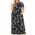 thumbnail image 1 of Fridja Robe Longue Décontractée d'Été à Manches Courtes et Col Rond pour Femmes Grande Taille avec Poches, 1 of 4