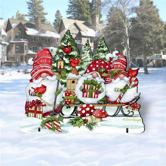 Designocracy 8471109F-SW 35 x 29 in. Christmas Gnomes Christmas Outdoor Decor