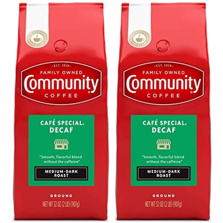 Community Coffee Café Special Decaf 64 Ounces, Medium Dark Roast Ground Coffee, 32 Ounce Bag (Pack Of 2)
