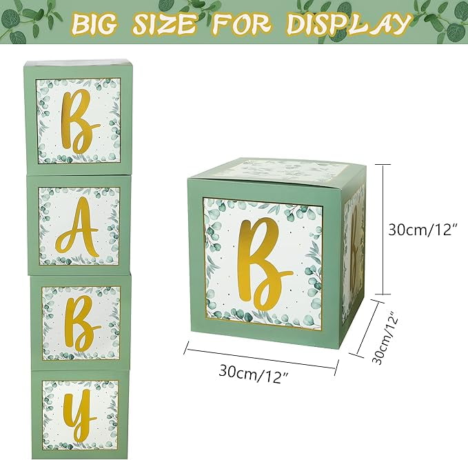 263PCS Sage Green Baby Shower Decorations Set, Gender Neutral Balloon Garland with BABY Boxes