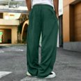 thumbnail image 4 of Dresfit Linen Pants for Men Wide Leg Baggy Sweat Pants Fall Winter Big and Tall Drawstring Sweatpants Solid Elastic Waist Straight Leg Gym Joggers 3XL, 4 of 4