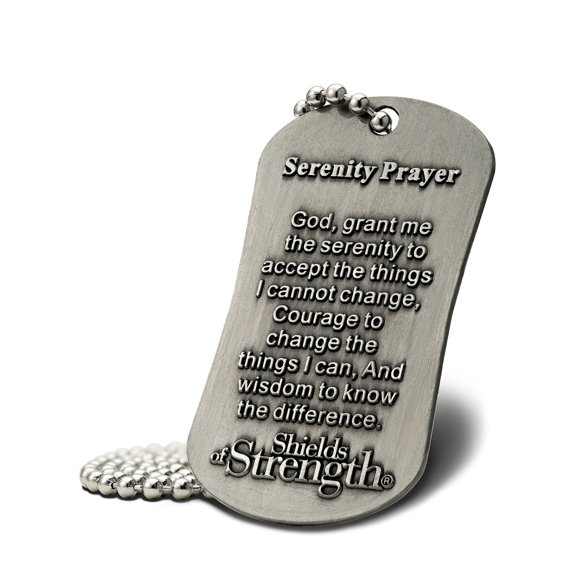 Antique Finish Serenity Prayer Dog Tag Necklace - Jeremiah 29:11 (4 Pack) by Shields of Strength
