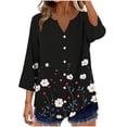 thumbnail image 2 of Danhjin Print Button Down Shirts for Women 3/4 Sleeve Loose Fashion Shirts Casual Going out Fall Summer Spring Tops, 2 of 7