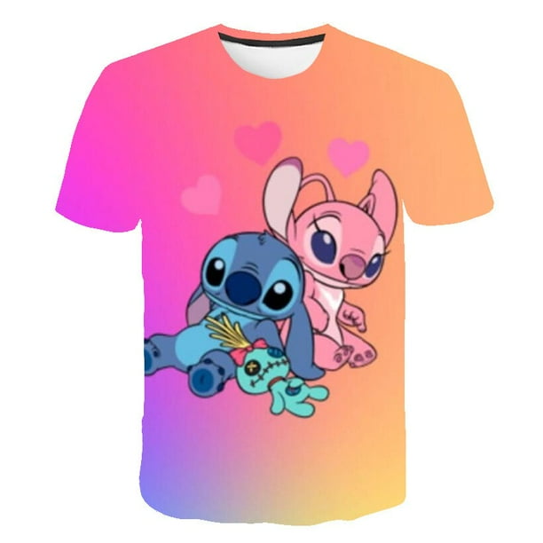 Disney Stitch camiseta niños verano dibujos animados Top camiseta moda niños niñas 3D impresión Cool camiseta Bottoming gran oferta Tees12T Gao Jinjia LED