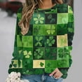 thumbnail image 5 of LEKWK Womens Graphic T Shirts Green White Vertical Striped Round Neck Long Sleeve St Patricks Day Shirt Clover Print Spring Holiday Tee, 5 of 5