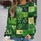thumbnail image 5 of Xuyuer St. Patrick's Day Round Neck Sweatshirt for Women Lucky Shamrock Long Sleeve Shirt Ireland Gift Clover Print Fit Casual Pullover Fashion Loose Tops, 5 of 5