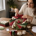 thumbnail image 3 of DIY Patchwork Wreath Kit, Cardinal Christmas Quilted Wall Decor Craft, 9.84 in Creative Seasonal Door Hanging Project for Adults, 3 of 4