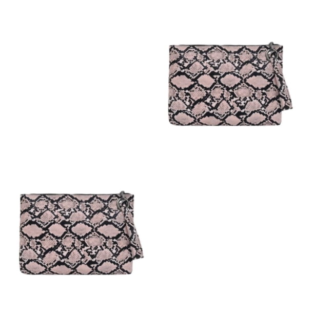 Sonducket Bolso de mano de moda y práctico para mujer, bolso de piel de serpiente, bolso de piel de serpiente rosa rosa 2Conjunto