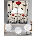 thumbnail image 3 of Vintage Floral Kitchen Curtains Sets 36 Inch Length with Valance, Spring Farmhouse Abstract Red Flowers Swag Valances and Tiers Curtain Set Drapes Swag Curtains for Living Room, Bathroom, Bedroom, 3 of 6