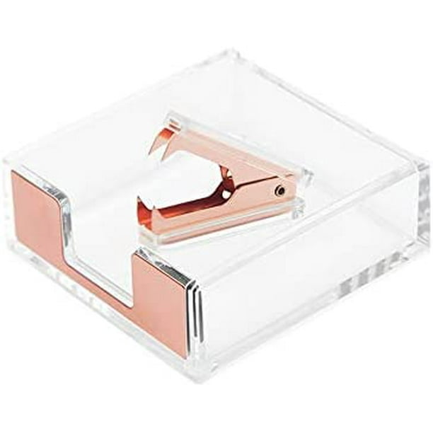 Clear Acrylic Rose Gold SelfStick Note Cube Holders Staple Removers