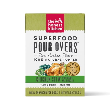 The Honest Kitchen Human Grade Topper Superfood POUR OVERS Chicken with Spinach, Kale, & Broccoli Stew Topper, 5.5 oz, Case of 12