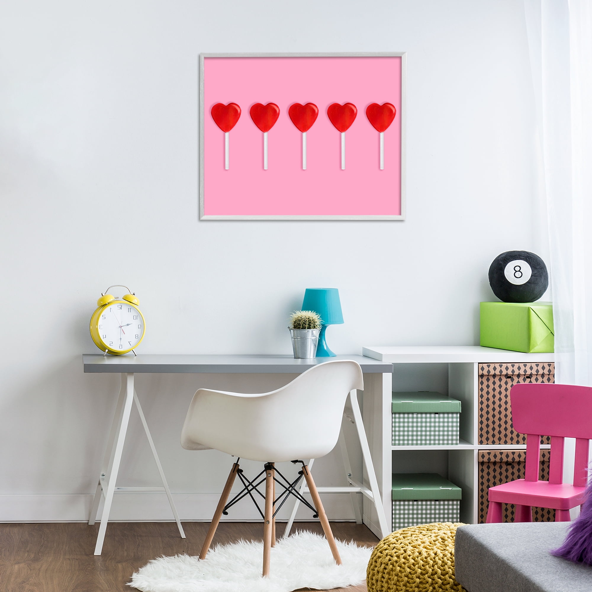 Stupell Industries Valentine's Heart Pops White Framed Giclee Art, design by LISH Creative