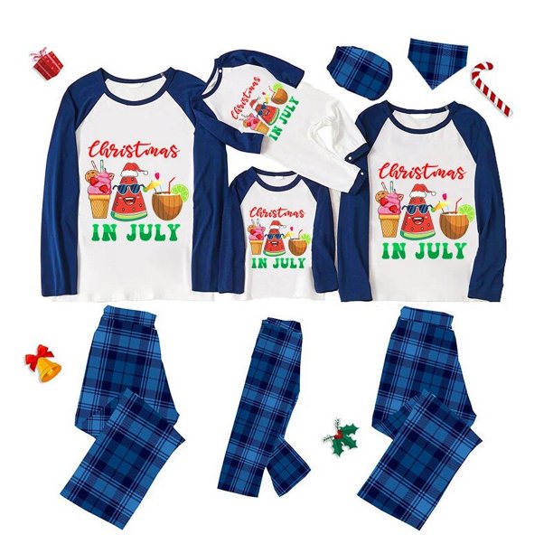 Pijamas familiares navideños a juego, conjuntos de pijamas verdes, verano, Julio