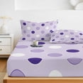 thumbnail image 6 of Queen Size Fitted Sheet Set - Lavender Polka Dot 3 Piece Bedding Sets 16" Deep Pocket Fitted Sheet with 2 Pillowcases, Modern Minimalist Dots Pattern Brushed Microfiber Hotel Luxury Bed Sheets, 6 of 9