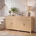 thumbnail image 6 of Poshby 55" Fluted Credenzas Sideboard Buffet Cabinet with 3 drawers, 4 Doors for Living Room, Natural, 6 of 9