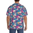 thumbnail image 3 of Rateoe Skull blue leaf Print Mens Front Pocket Hawaiian Shirts Casual Shirts Short Sleeve Button Down Beach Tropical Shirts-Medium, 3 of 5