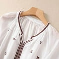 thumbnail image 5 of Summer Womens Tops 2025 Cotton and Linen Plus Size Spring Printed Embroidery Casual Loose T-Shirt Short Sleeve V-Neck Tops Linen Blouse, 5 of 8