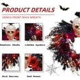 thumbnail image 4 of HOBLOC 20" Halloween Wreath with Lights, Skull Wreath with Rose Flowers and Glittering Spider, Artificial Halloween Party Decorations for Front Door Indoor Outdoor Wall Window Porch, 4 of 5