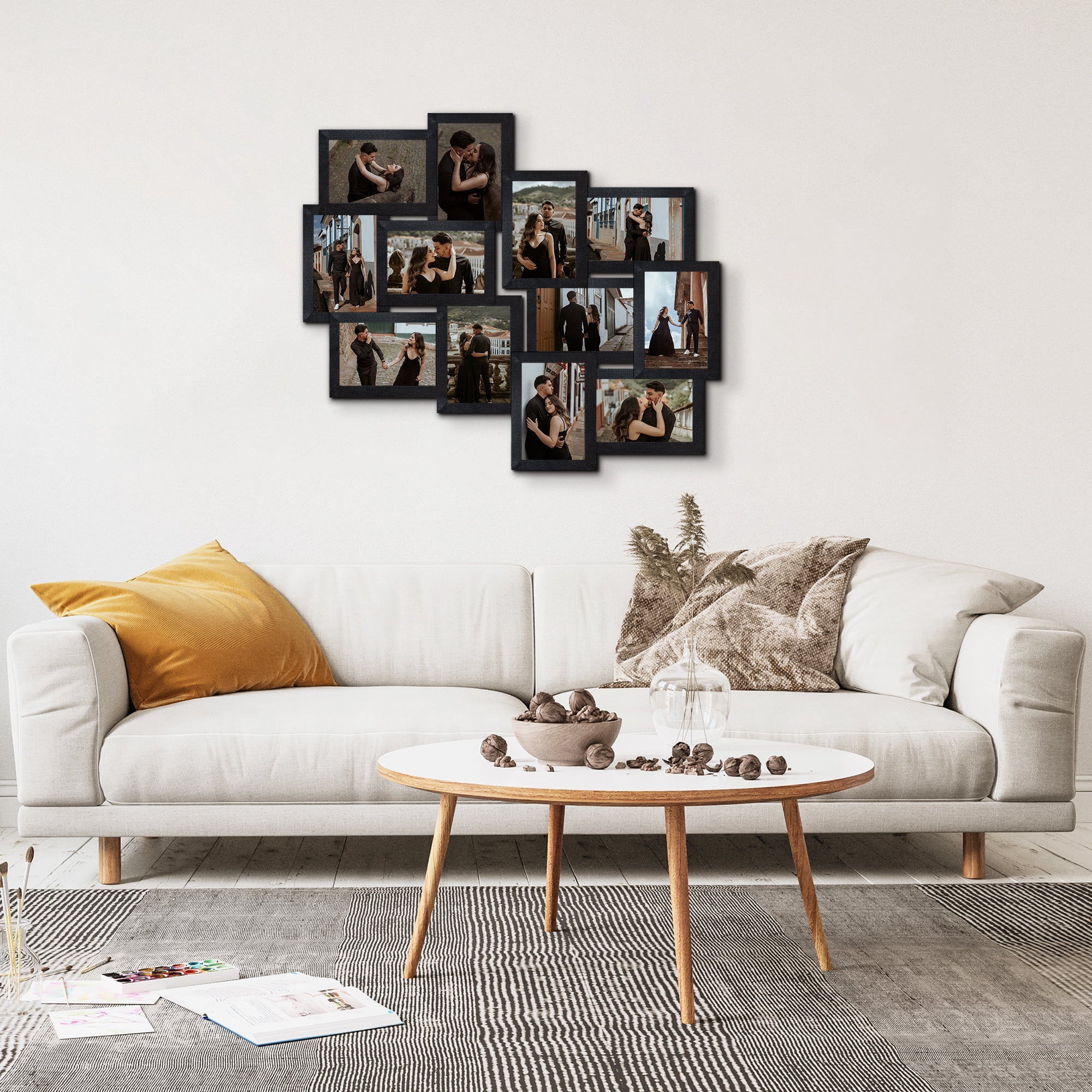 Wall hanging picture frame Designs Family Rules Dimensional Collage White Picture Frame, Black