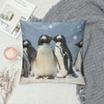 thumbnail image 2 of Orinice Penguins Snow Cute Graphic Decorative Cushion Throw Pillow Cover Short Plush Winter High-Quality 1PC 12x12in, 2 of 5
